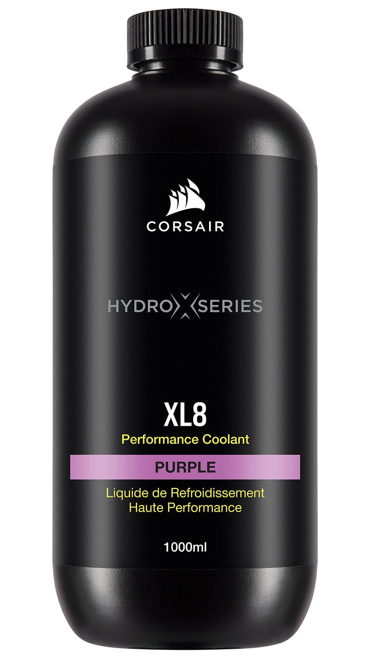 Corsair XL8 translucent purple bottle front label showing clear brand and color benefit