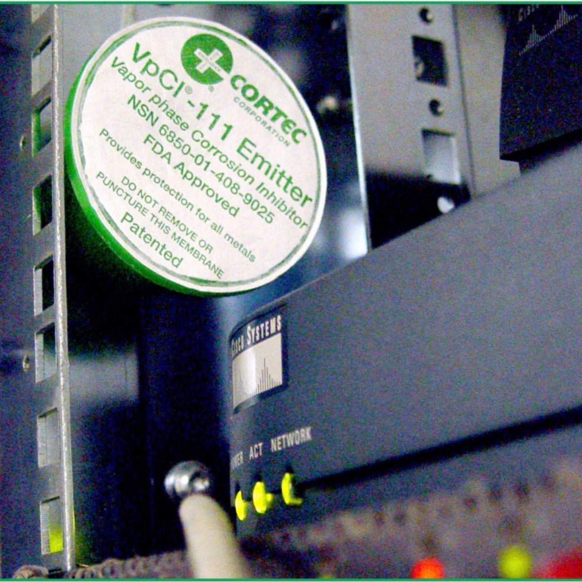 Cortec VpCI-111 stuck inside an electrical control box providing corrosion prevention