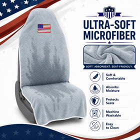 CORTHENA hooded pocket over headrest showing quick slip-on installation