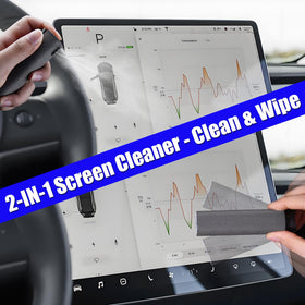 COSLAKE screen cleaner spraying onto display with microfibre for streak-free viewing