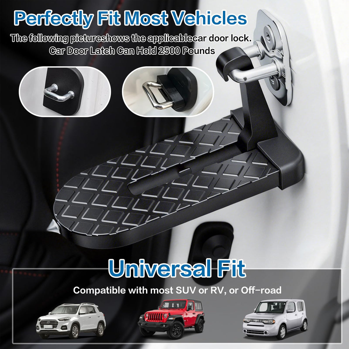COSTECH image of hook engaging door latch showing protected rubber backing benefit