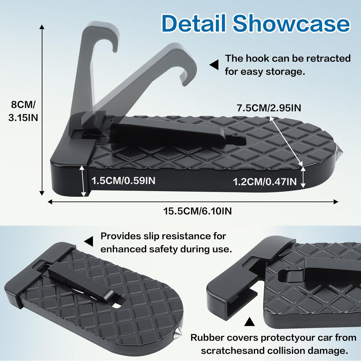 COSTECH folded step stored in trunk showing space-saving, easy storage benefit