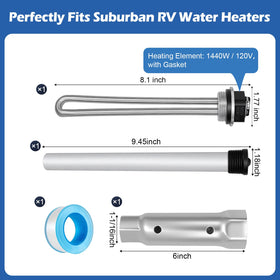 Cotisda 120V 1440W heating element close-up highlighting corrosion-resistant sheath for reliable performance