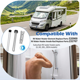 Cotisda kit layflat view with element, gasket, anode rod and wrench to simplify annual water heater service