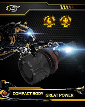 Cougar Motor night beam comparison showing brighter white light