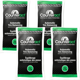 Counteract front packaging showing four 4oz bead bags and valve caps improving balance