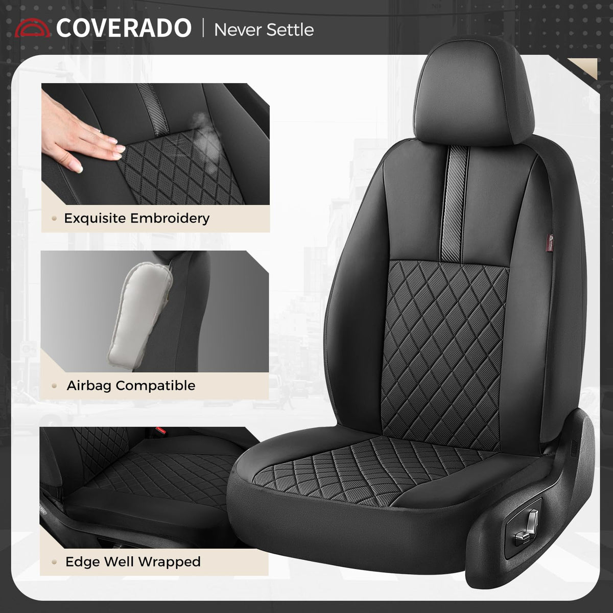 Coverado close-up stitched texture highlighting refined finish and durable construction