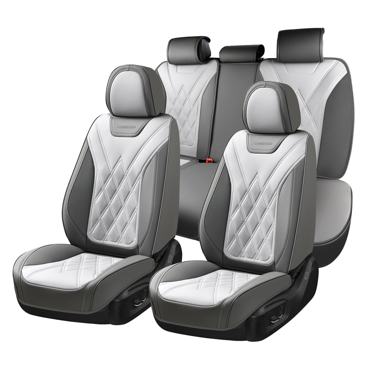 Coverado front seat cover installed showing clean protection and luxury look