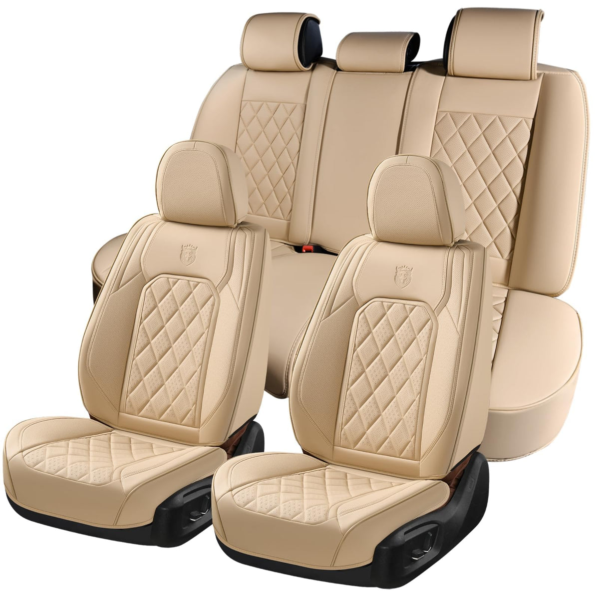 Coverado front seat full view showing elegant beige protection and comfort