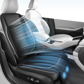 Coverado front view seat cushion showing full coverage and stylish trim, keeps you cool