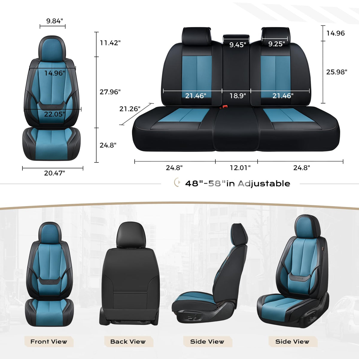 Coverado headrest cover adjustment detail enabling easy head support