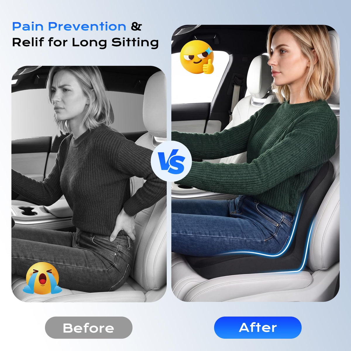 Coverado installed in car seat illustrating stable fit and reduced movement