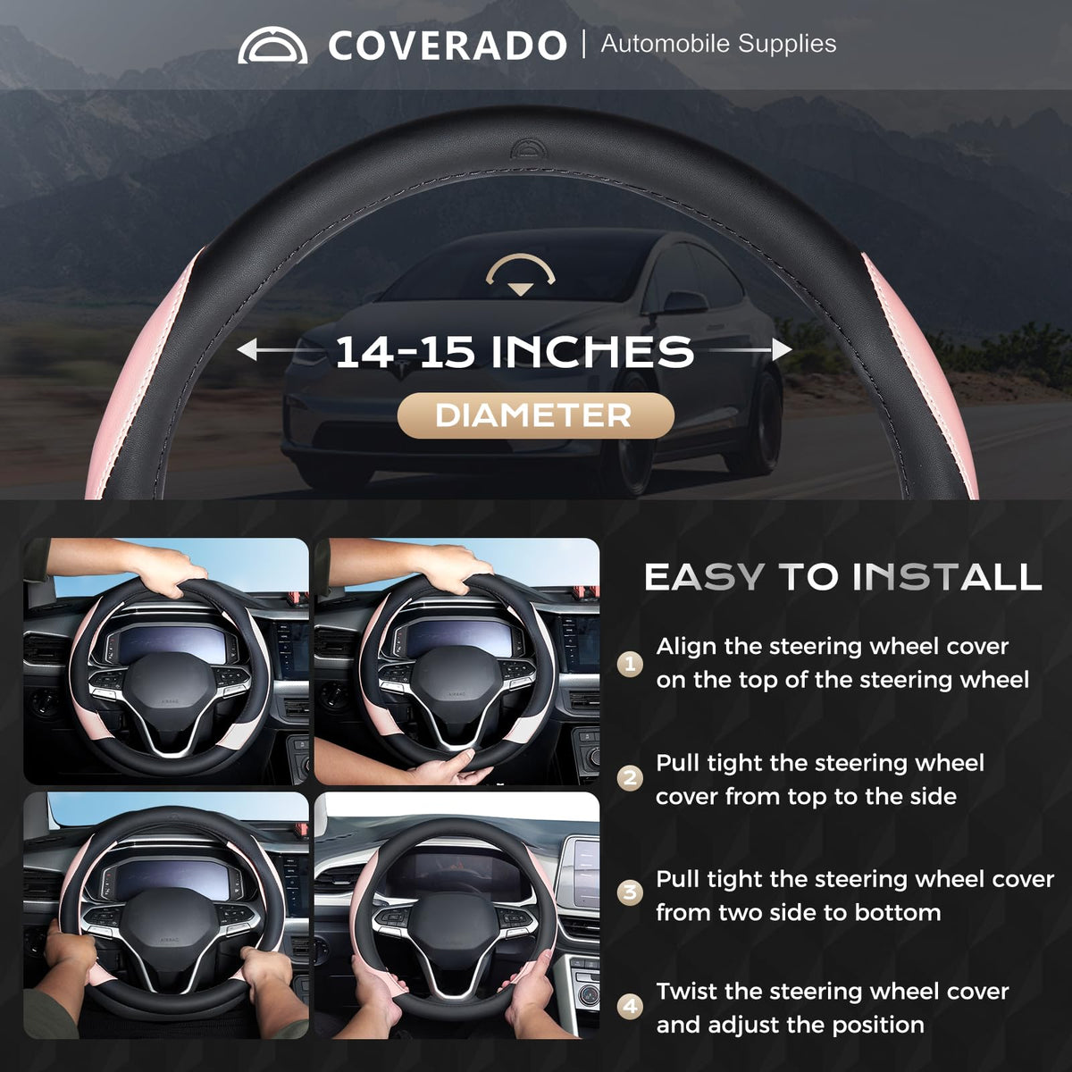 Coverado installed with driver hand demonstrating comfortable, non-slip handling benefit