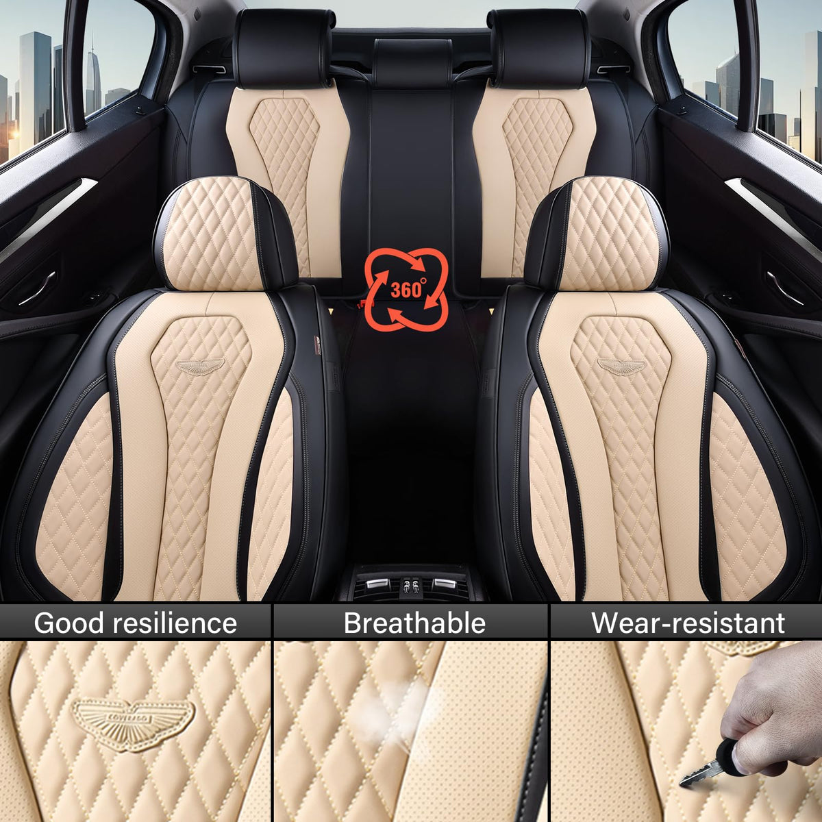 Coverado installed inside sedan illustrating cohesive interior styling