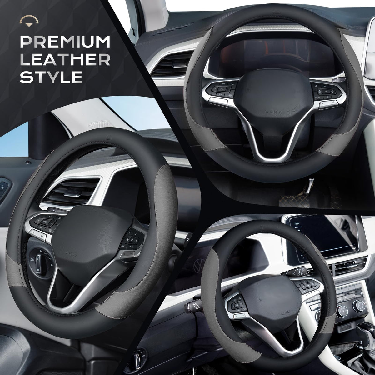 Coverado installed on a steering wheel improving control and look