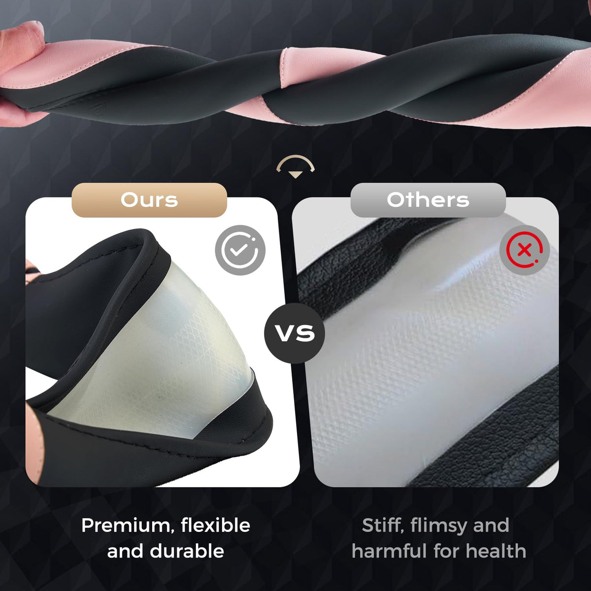 Coverado lifestyle shot on dashboard showing fashionable upgrade to car interior