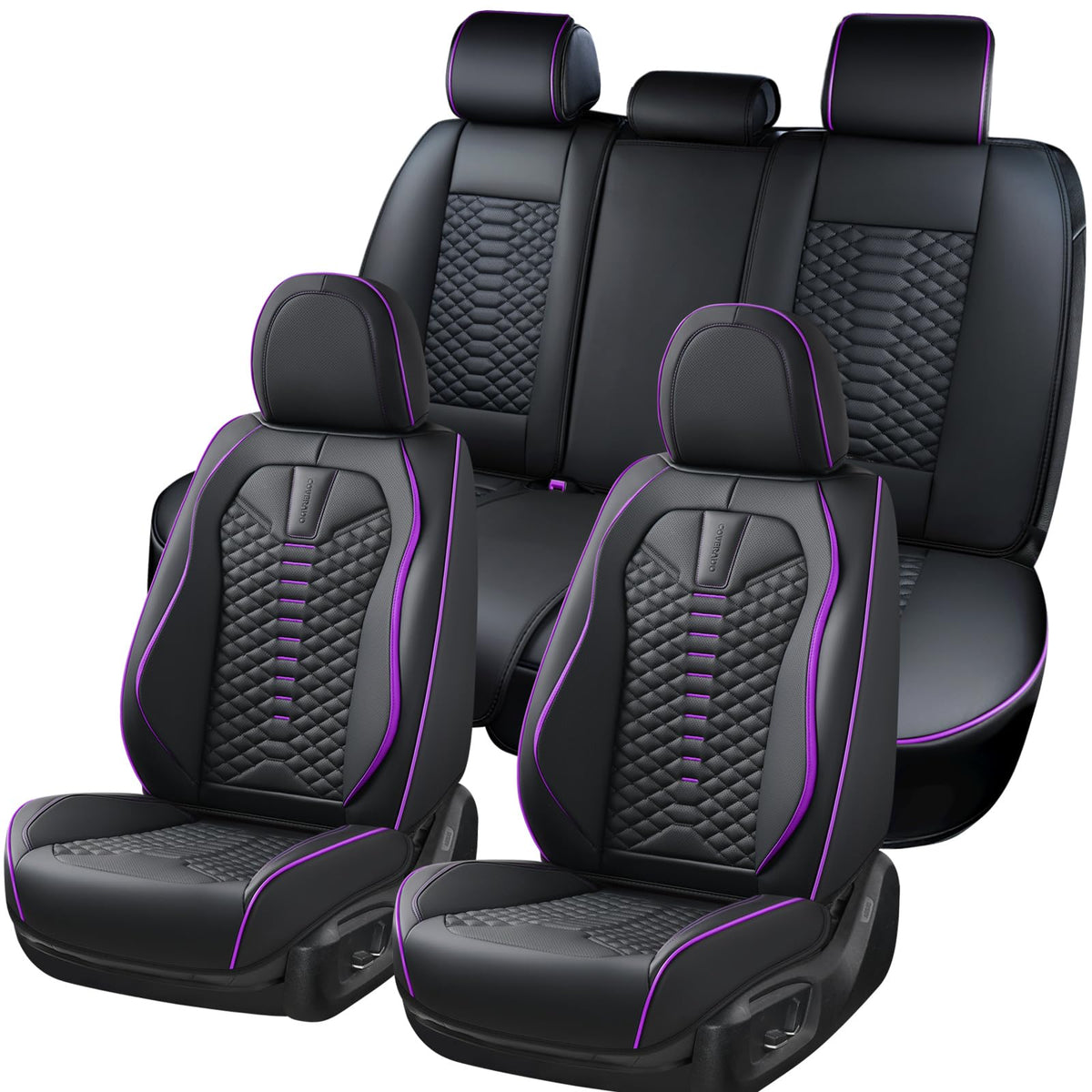Coverado installed in car interior highlighting black and purple stylish look