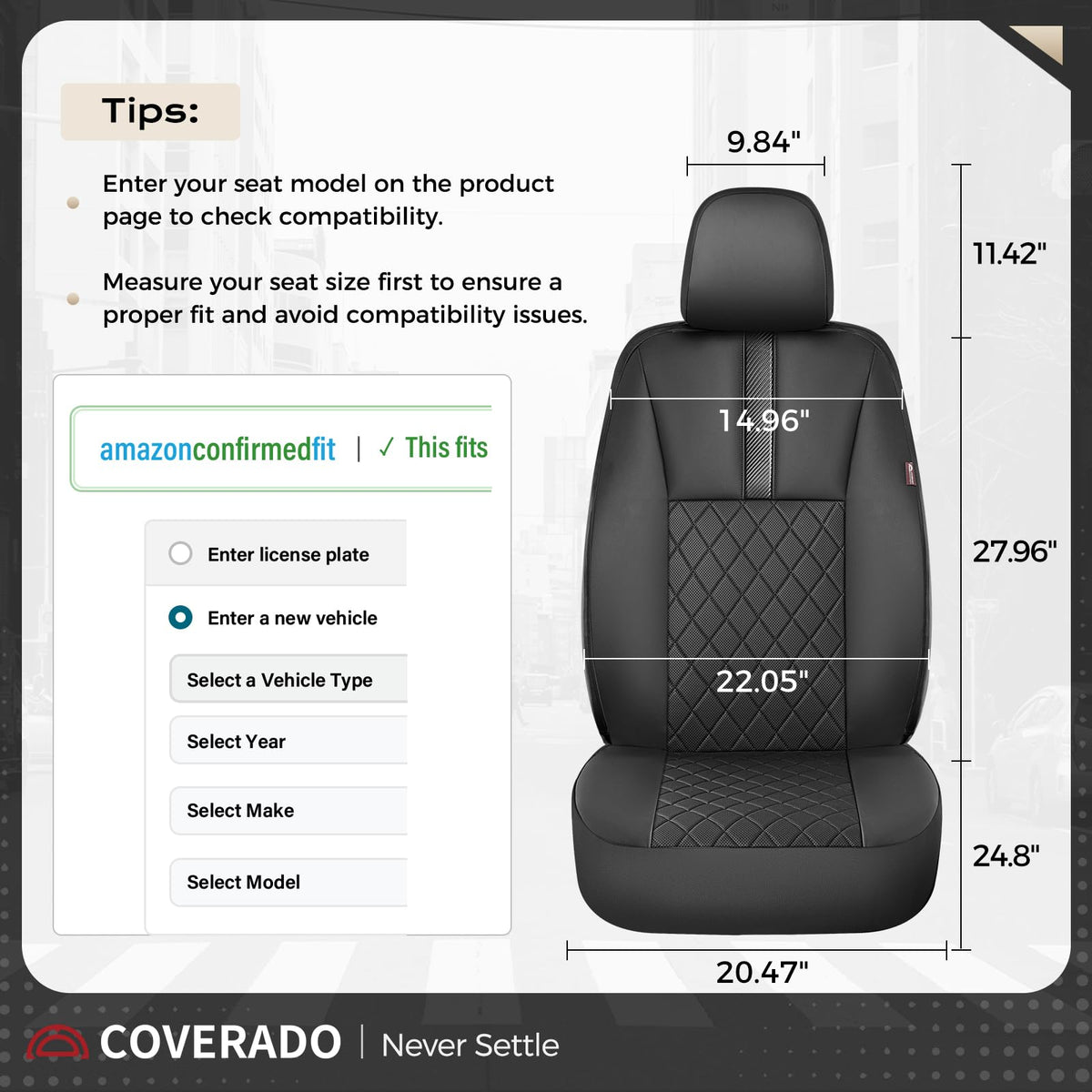 Coverado packaging and installation manual displaying included kit and easy setup