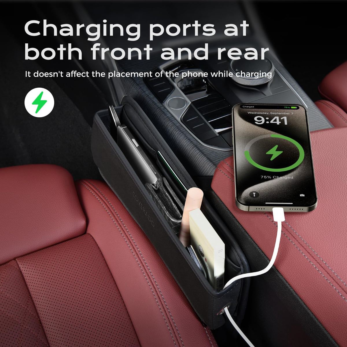 Coverado pocket holding smartphone for quick access while driving