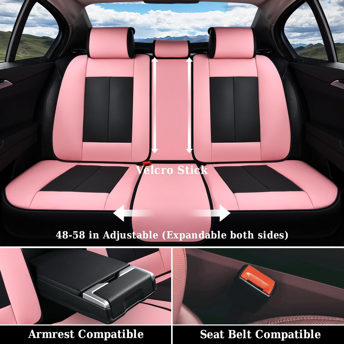 Coverado rear seat assembled across bench demonstrating full coverage and neat fit