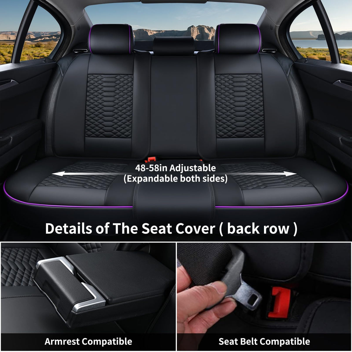 Coverado rear seat full view with pockets, enhances storage and comfort
