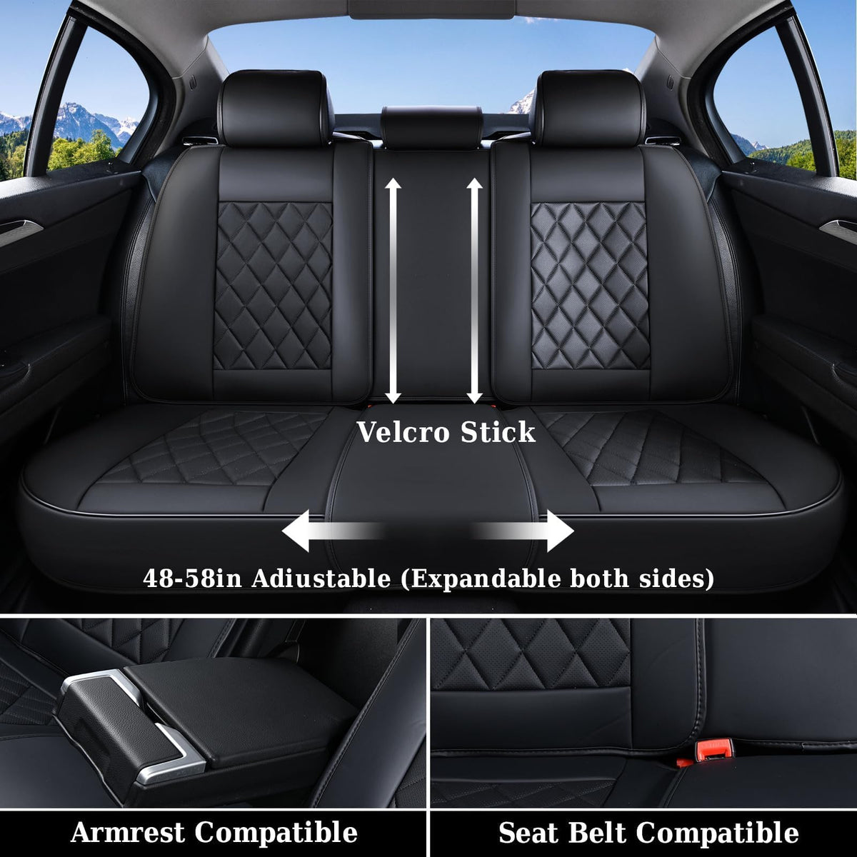 Coverado rear seat wide view demonstrating full coverage and tidy look