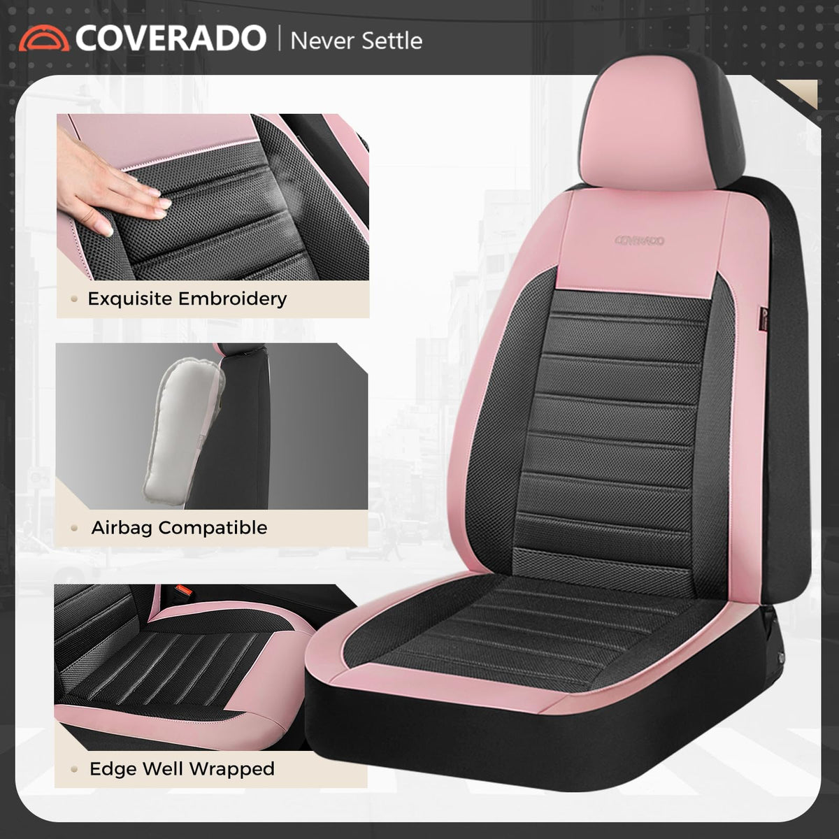 Coverado seat covers next to ruler for scale showing complete seat coverage