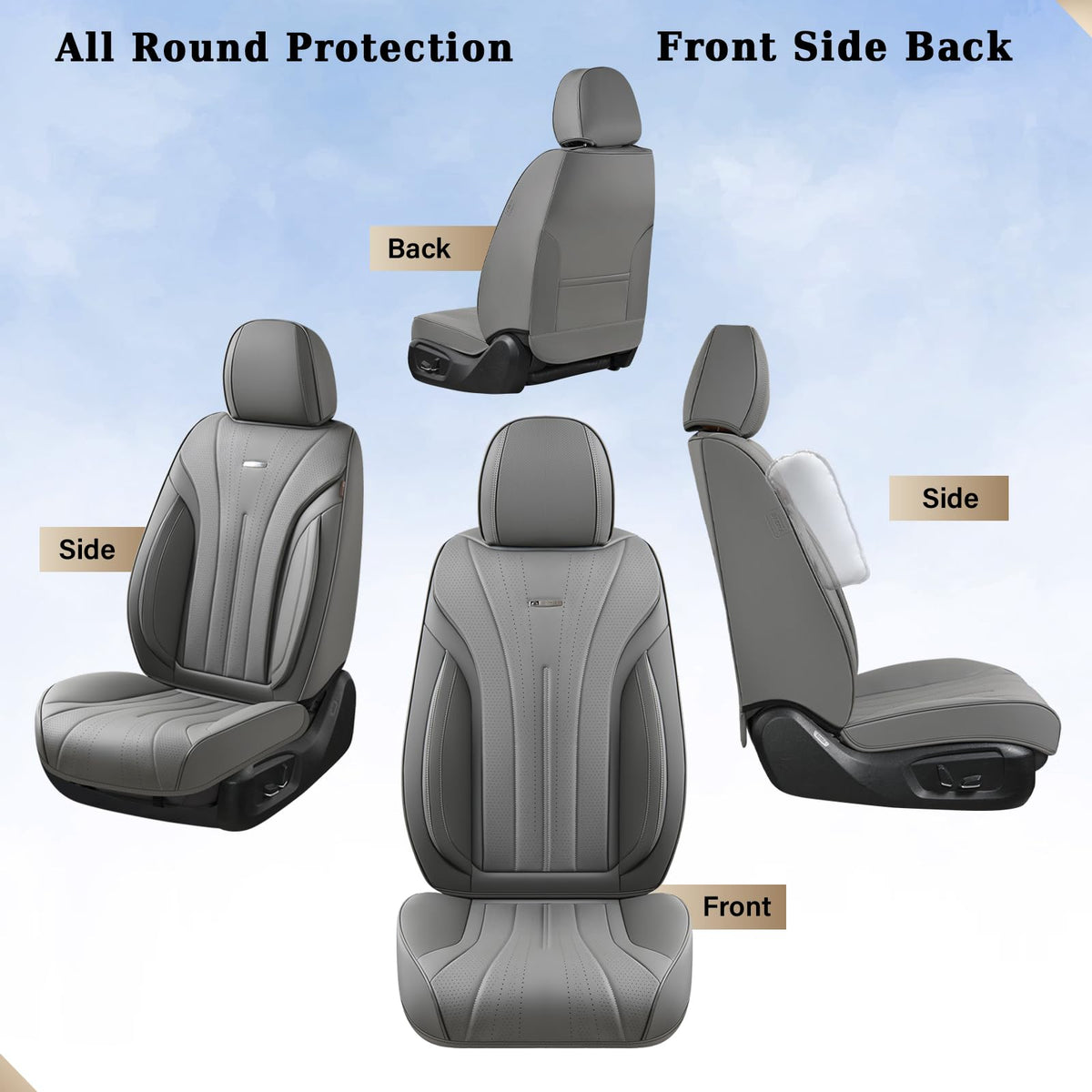 Coverado cover on seat with ruler scale indicating universal fit dimensions