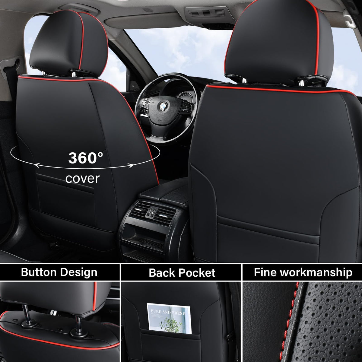 Coverado front seat installed in car illustrating durable protection and style