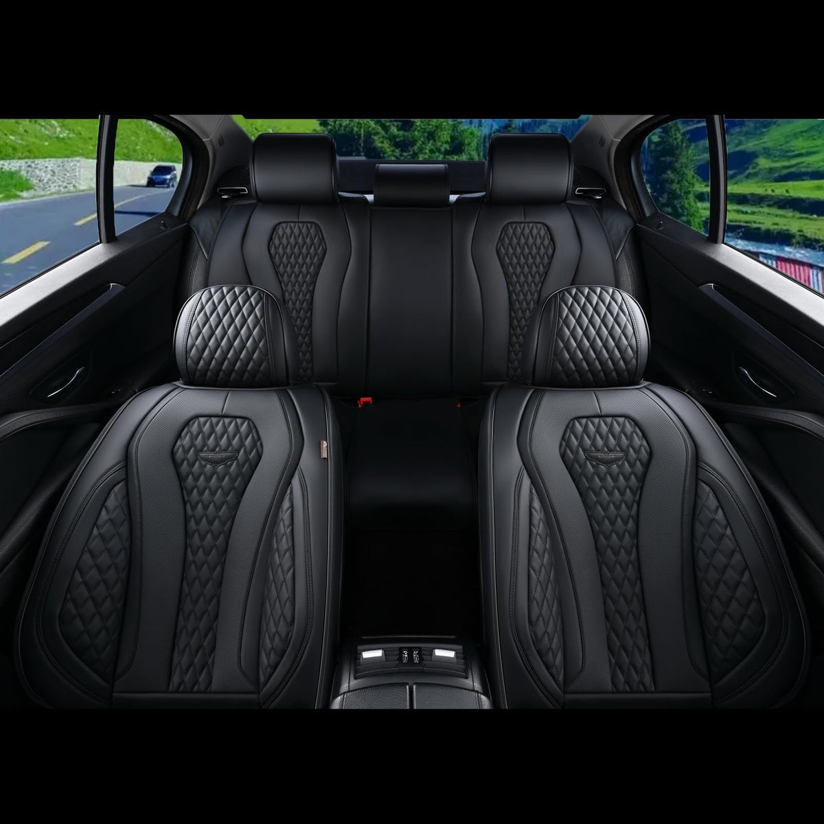 Coverado seatbelt openings visible for safe, unobstructed buckle use