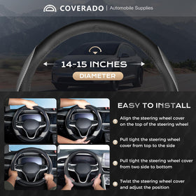 Coverado beside ruler showing 14–15 inch fit for universal wheels