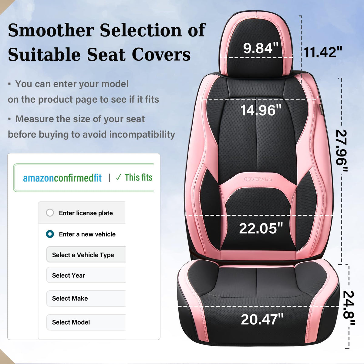 Coverado scale comparison with a car seat showing universal fit compatibility