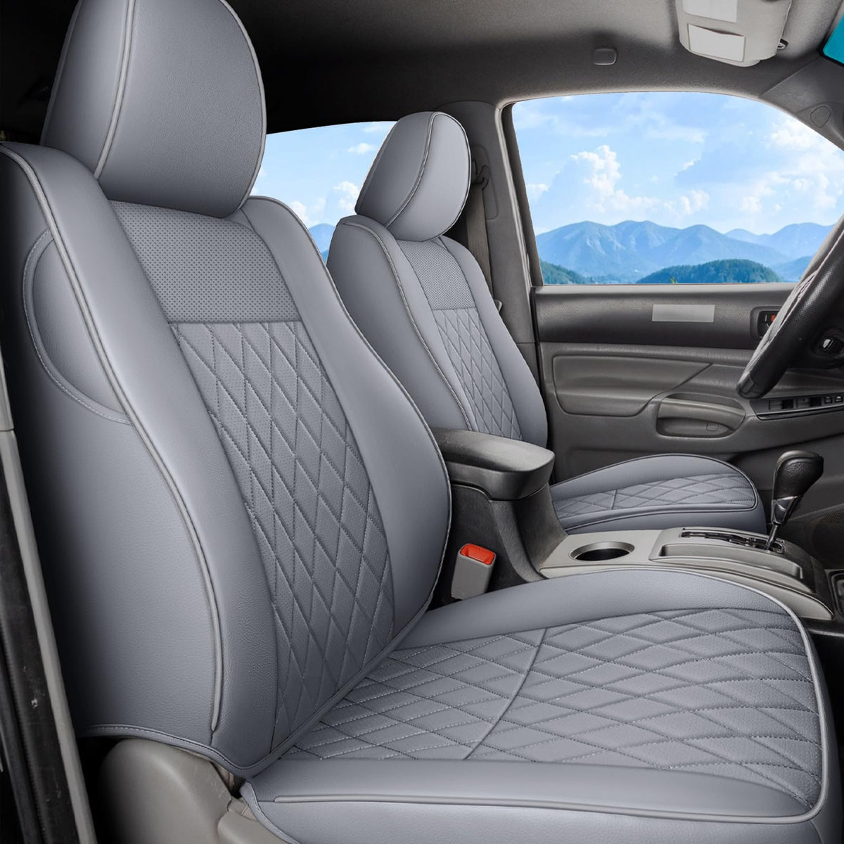 Coverado front seat full set installed showing neat fit and protection