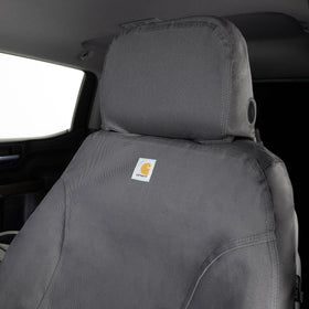 Covercraft Carhartt seat cover installed in Tacoma illustrating protective fit