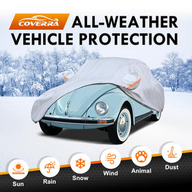Coverra six-layer material close-up showing weatherproof multi-layer benefits