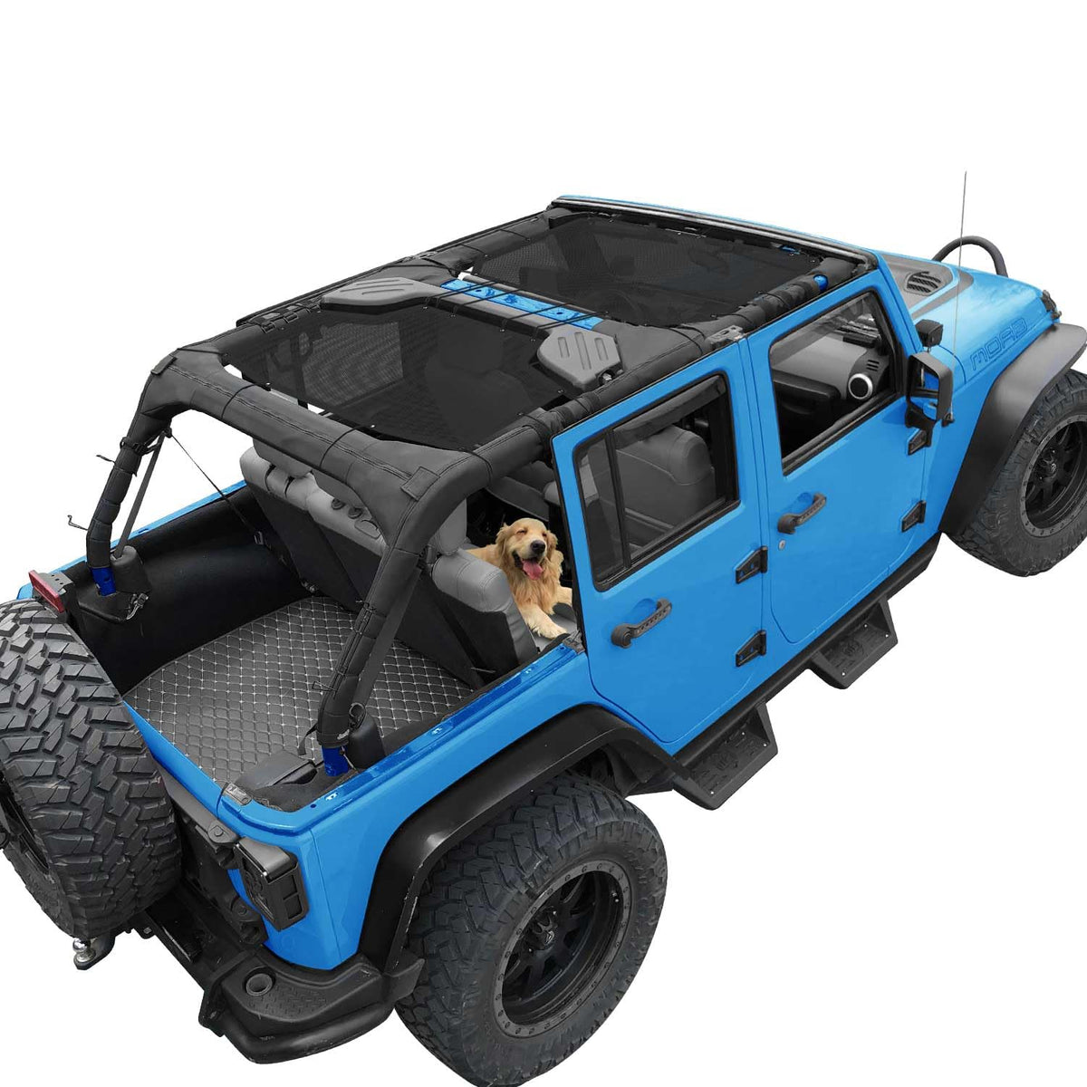 coverspec front view assembled on Jeep Wrangler JK showing full coverage and cooler cabin