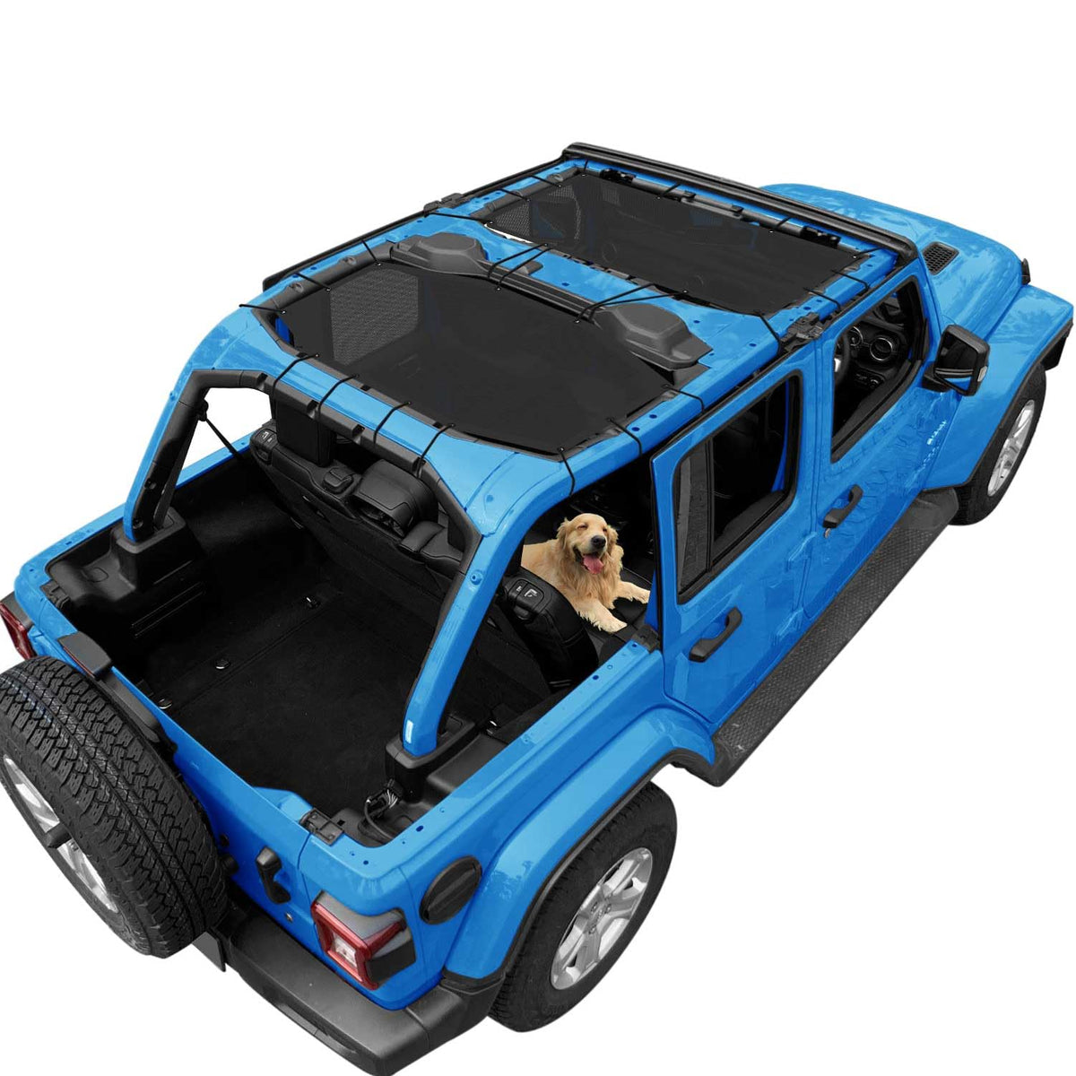 coverspec front installed on Jeep Wrangler JL blocks sun and lowers cabin heat