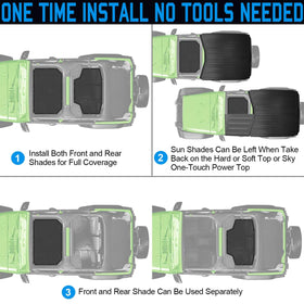 coverspec installed in Jeep while parked, demonstrating effective sunlight blocking and comfort