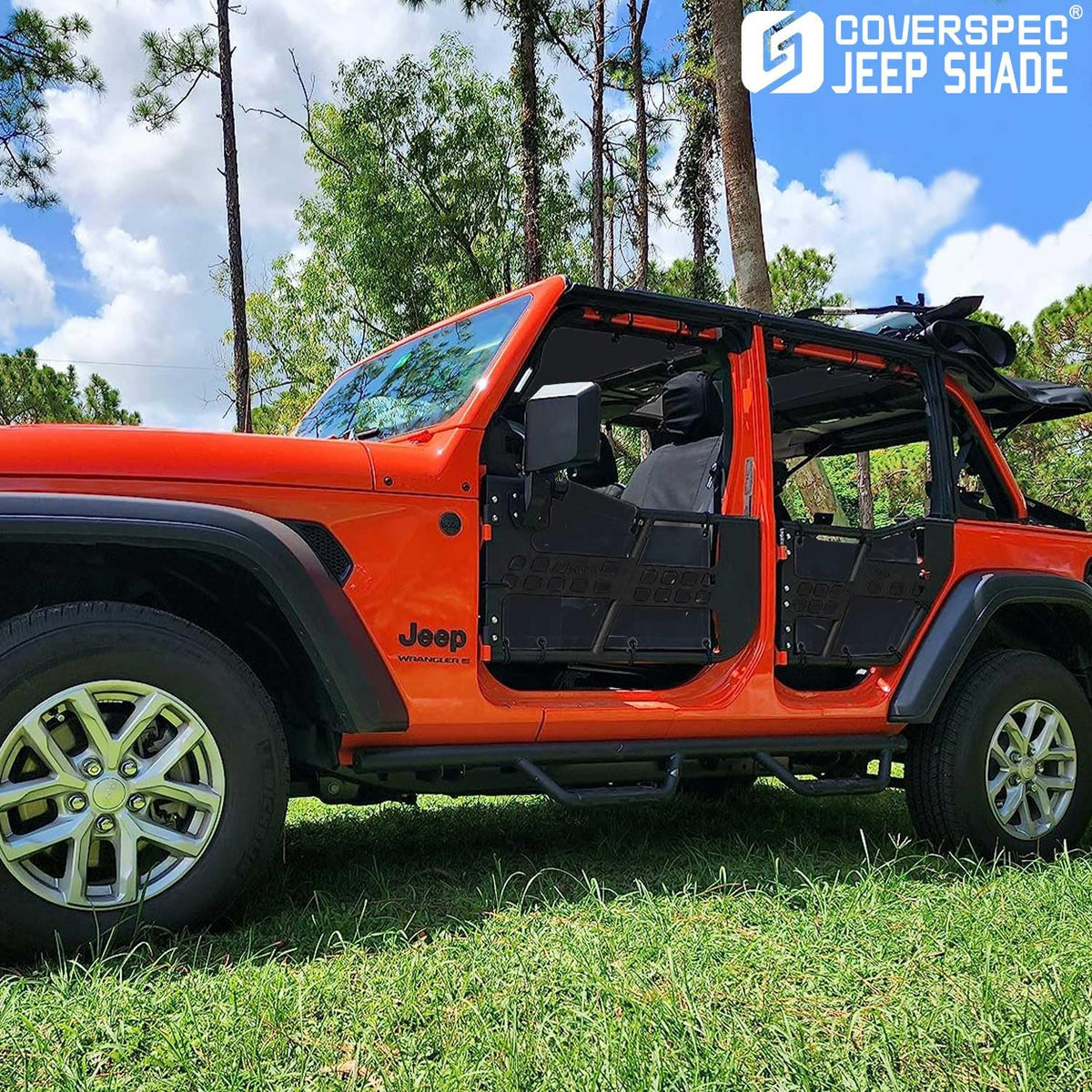 coverspec lifestyle shot of Jeep on road showcasing shade and open-air comfort