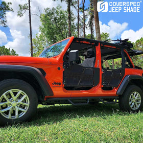 coverspec lifestyle shot of Jeep on road showcasing shade and open-air comfort