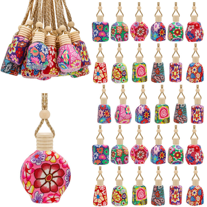 Covzoe front view of 30-piece diffuser bottles showing vintage patterned film and clay finish, ideal for multi-room scenting