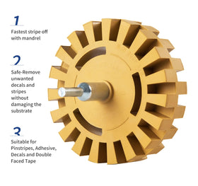 CowboyBOB close-up of rubber wheel texture for effective safe adhesive removal