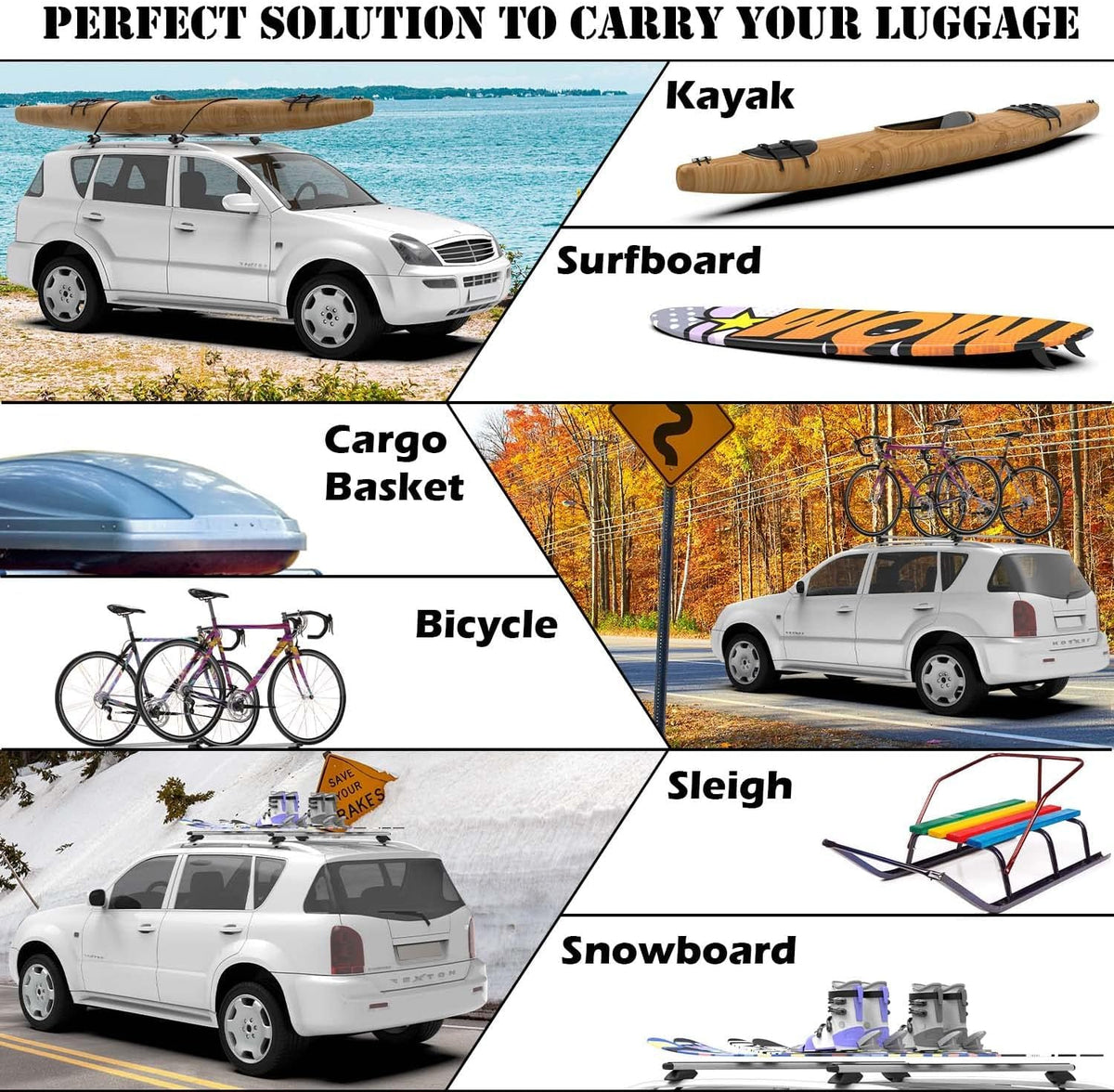 COWVIE carrying a rooftop luggage box freeing interior vehicle space