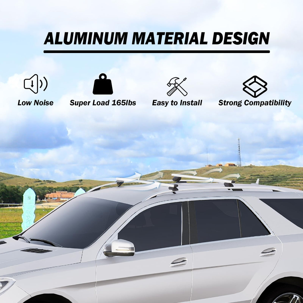 COWVIE cross bars installed on SUV roof providing extra cargo capacity