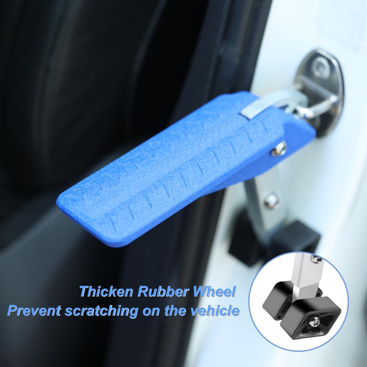 COWVIE rotatable rubber wheel detail protects door finish