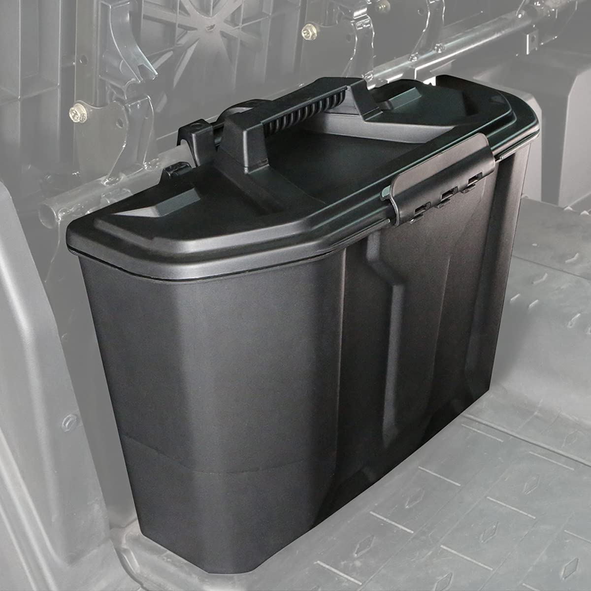 CPOWACE installed under passenger seat demonstrating hidden secure storage benefit