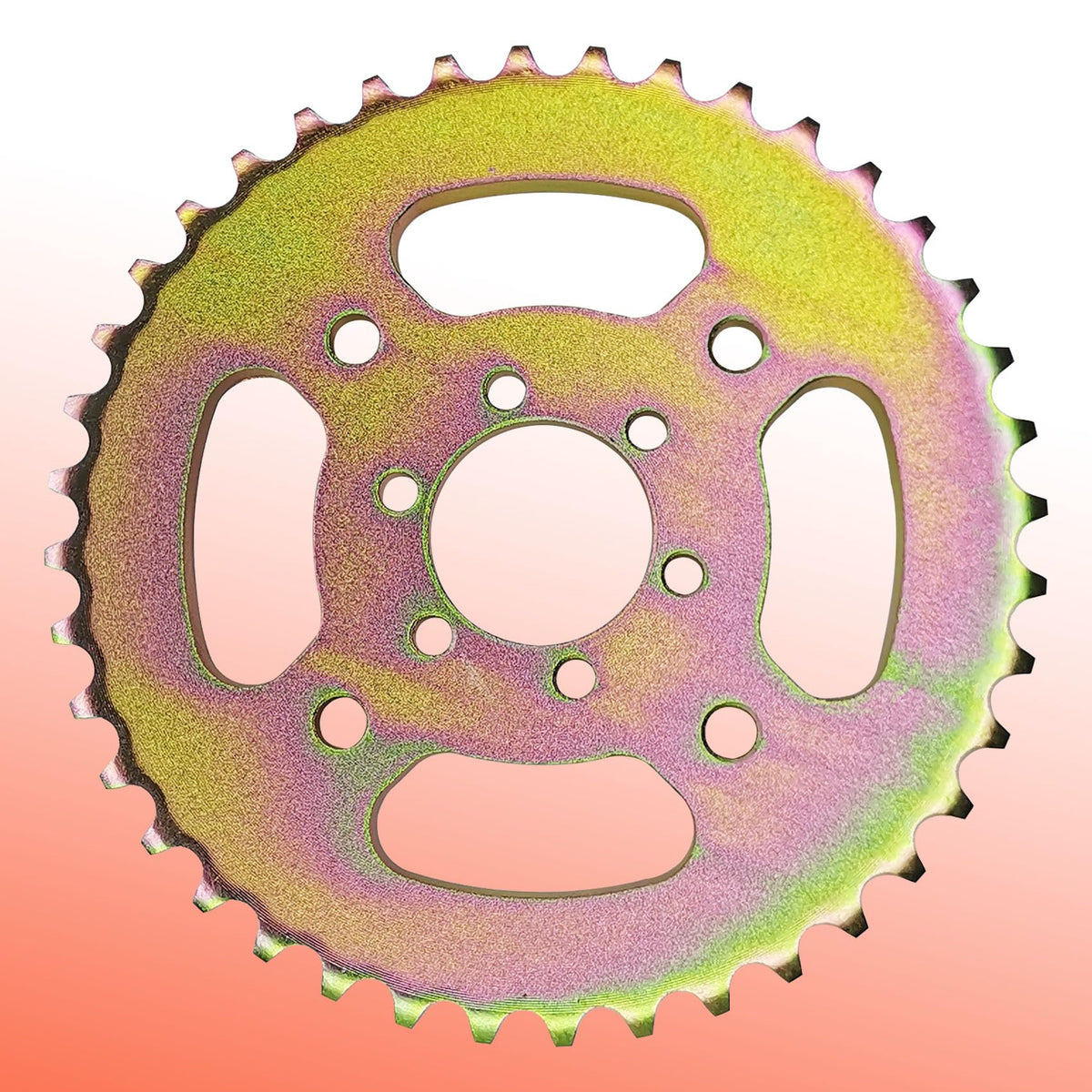 CQSPMOTO sprocket on a minibike in outdoor setting showing improved hill-climb confidence
