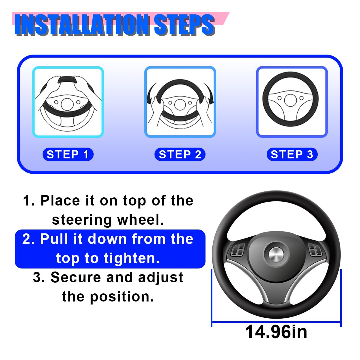 Craedli cover on wheel for scale showing correct 14.5–15 inch fit compatibility