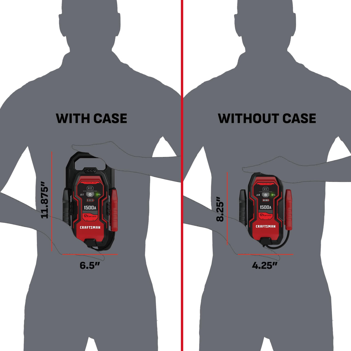 CRAFTSMAN carrying case open with built-in cable storage for organized transport