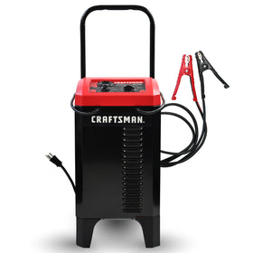CRAFTSMAN front view showing charger controls and wheeled base for easy mobility